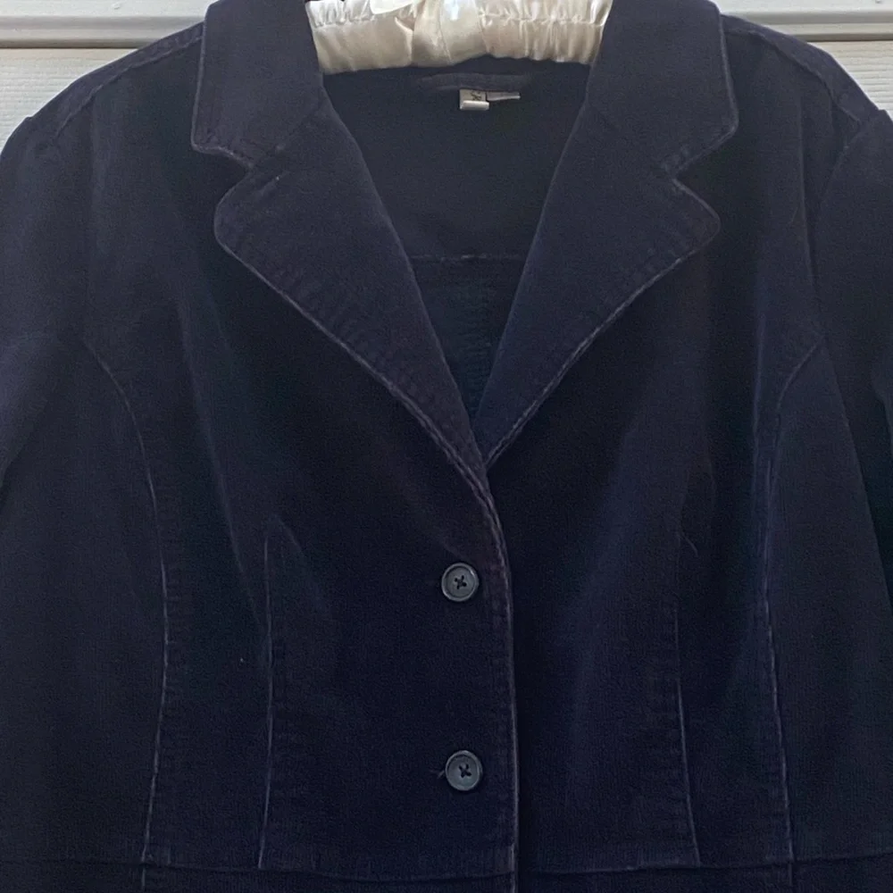 Navy Blue Corduroy Stretch Blazer / Jacket, St. John’s Bay, Size Women’s XL - Picture 2 of 10